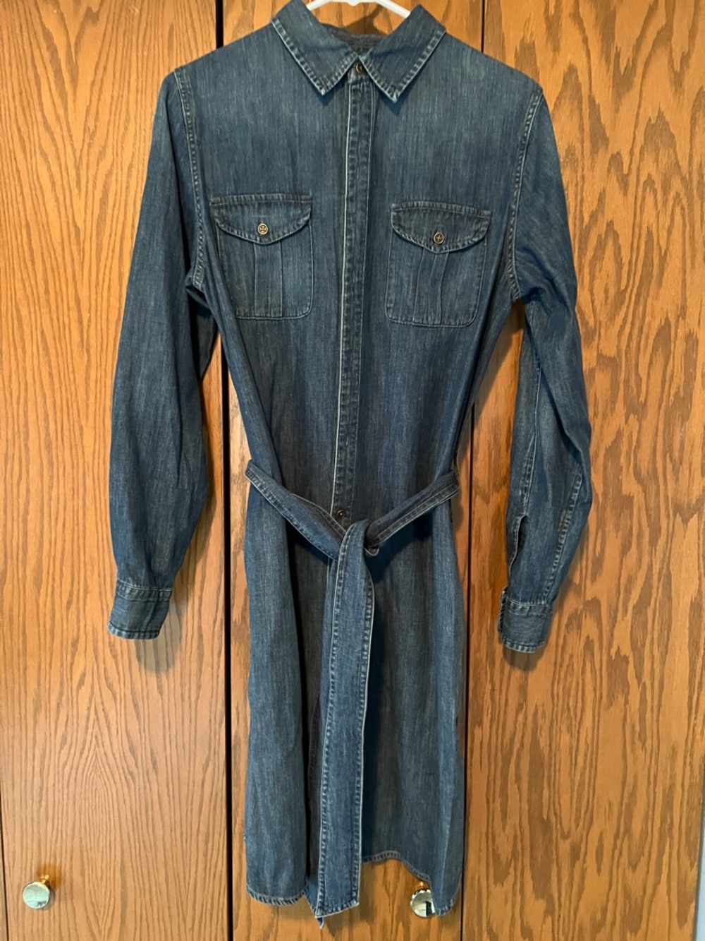 Ralph Lauren Indigo Denim Midi Shirt Dress with Self Tie Belt